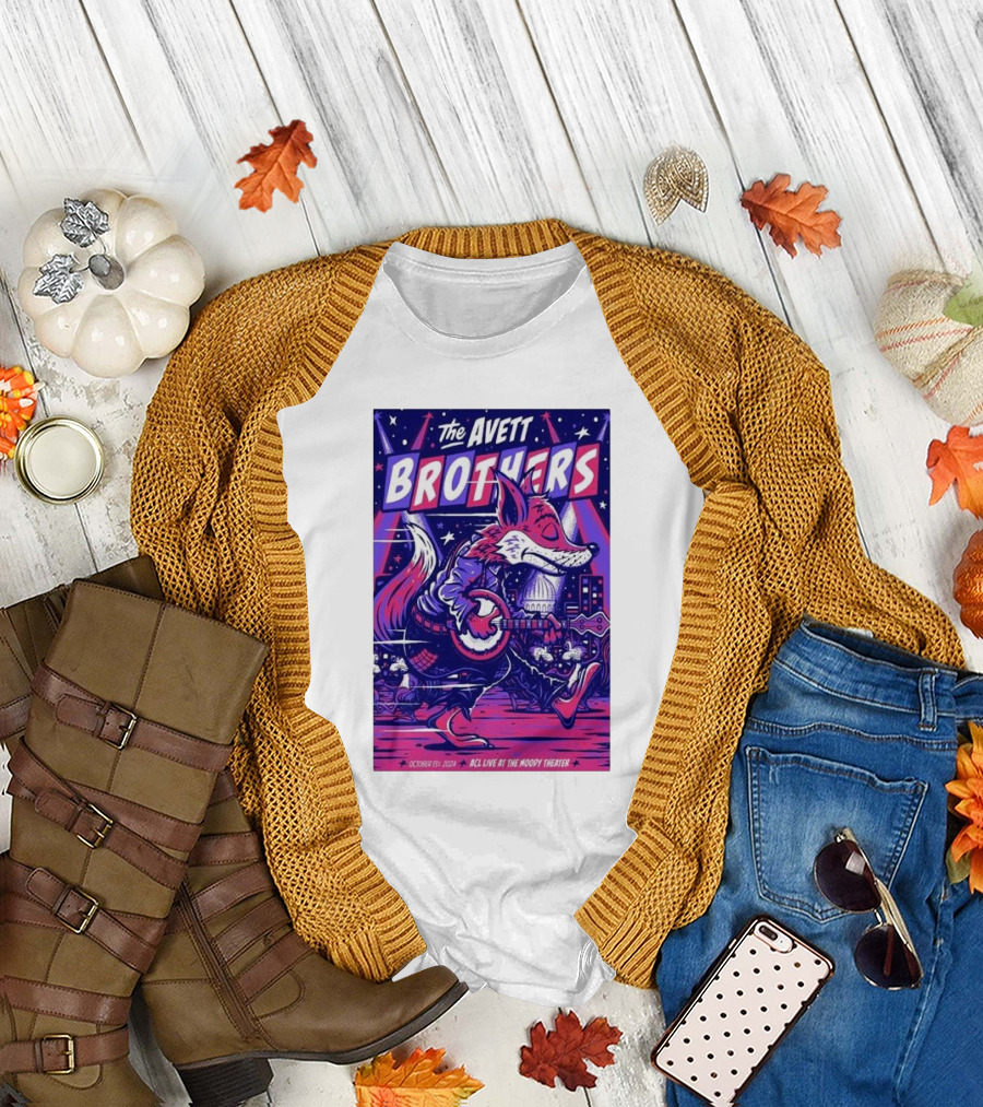 The Avett Brothers October 13 2024 ACL Live Moody Theater Austin TX Fox Playing Banjo T-Shirt