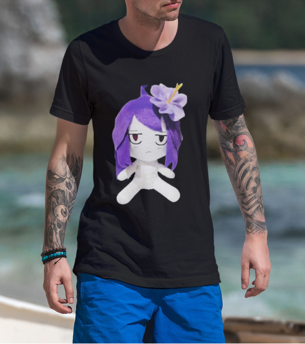 Cynthoni Jvmo Down Right Anime Plush Doll With Purple Hair And Flower T-Shirt