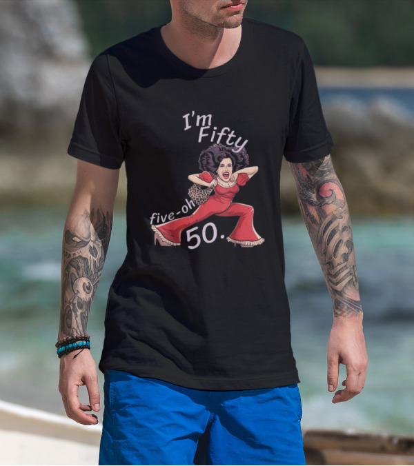 I’m Fifty Five-Oh 50 Leopard Bag Red Outfit Birthday O'Malley Lady T-Shirt