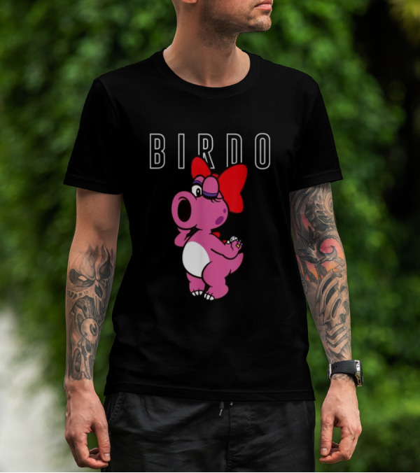 Super Mario Bros Birdo Pink Character With Bow Icon Text T-Shirt