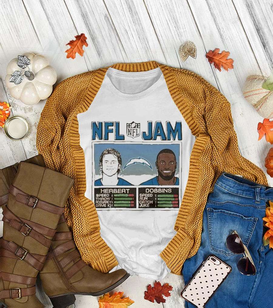 NFL Jam Chargers Herbert Dobbins Stats T-Shirt