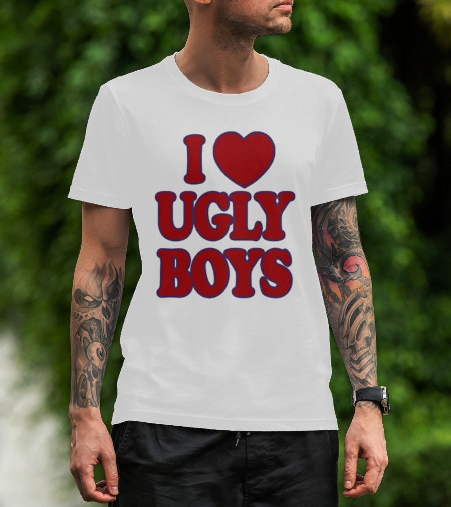 Omar Apollo I Love Ugly Boys Red Text Heart T-Shirt