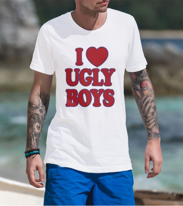 Omar Apollo I Love Ugly Boys Red Text Heart T-Shirt