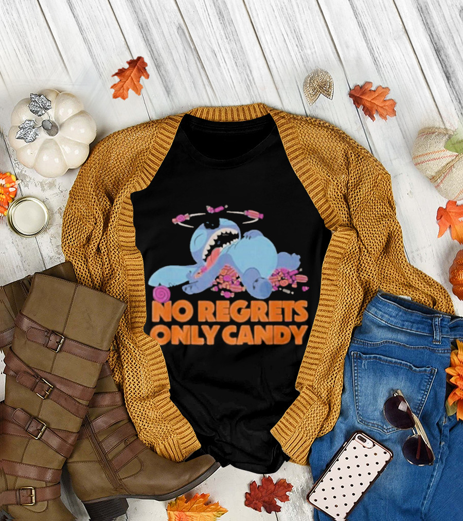Amazon Essentials Stitch Halloween No Regrets Only Candy Madness T-Shirt