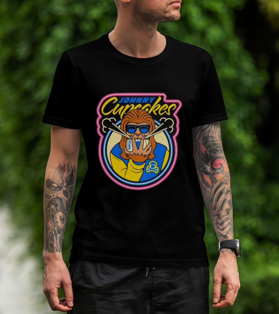 Johnny Cupcakes Wolfie Iconic Logo Sunglasses Chopsticks T-Shirt