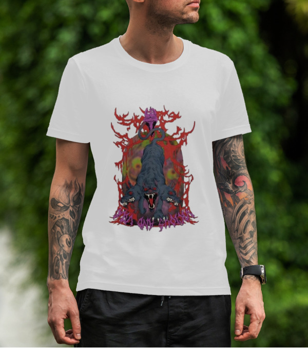 Cerberus Vicious And Psychedelic Flames T-Shirt