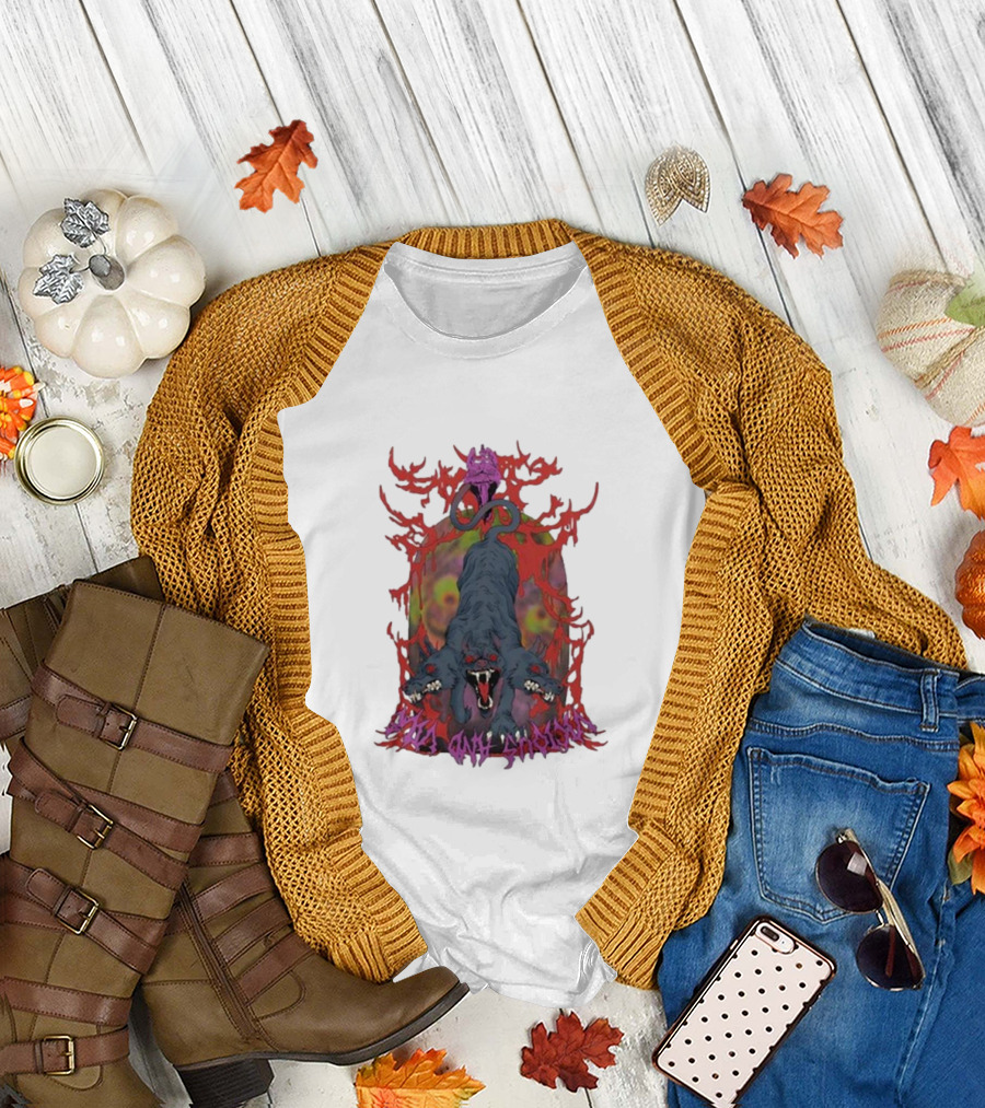 Cerberus Vicious and Psychedelic Flames T-Shirt