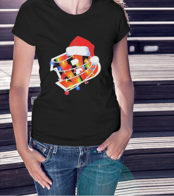 Cincinnati Bengals Christmas Lights Santa Hat T-Shirt