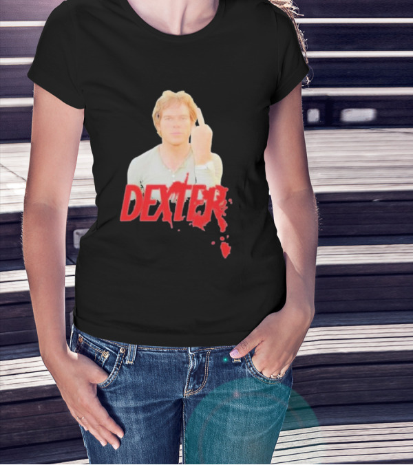 Dexter Bloody Logo Middle Finger Image T-Shirt