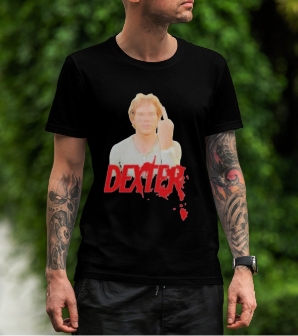 Dexter Bloody Logo Middle Finger Image T-Shirt