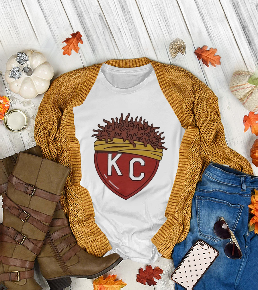 Charlie Hustle KC Heart Logo with Afro Hairband T-Shirt