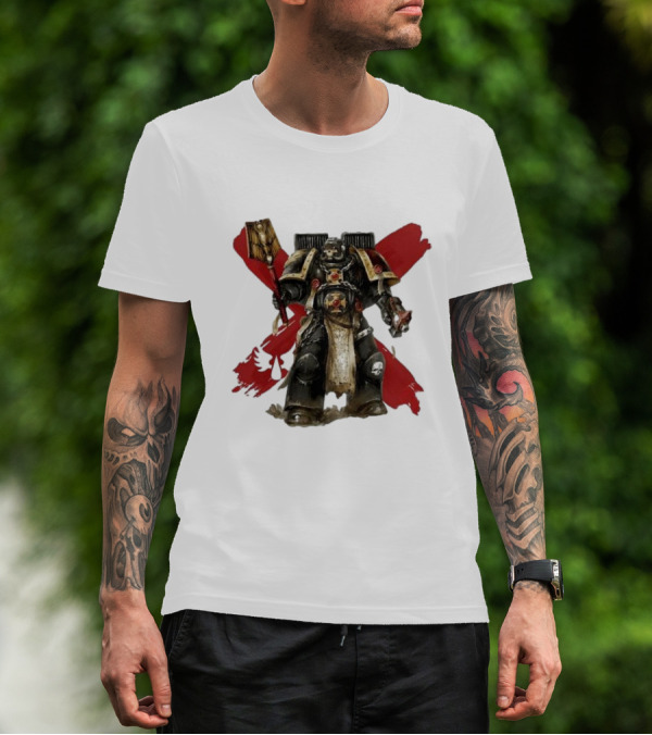 Blood Angels Joytoy Warhammer Space Marine With Red Wings Background T-Shirt