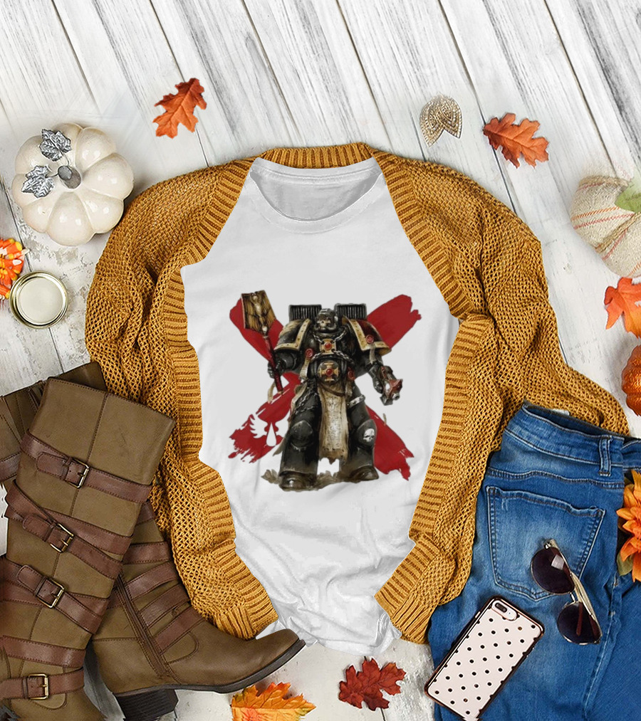 Blood Angels Joytoy Warhammer Space Marine with Red Wings Background T-Shirt
