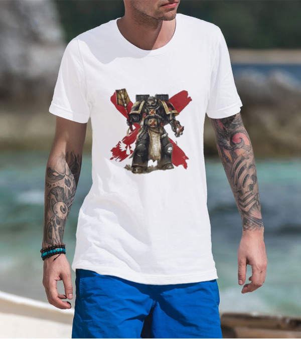 Blood Angels Joytoy Warhammer Space Marine With Red Wings Background T-Shirt