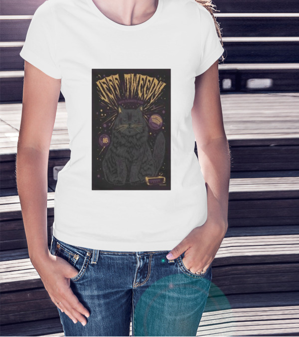 Jeff Tweedy With Elizabeth Moen Cat Listens To Music Southern Theatre Columbus Oh Oct 16 2024 Black Cat T-Shirt