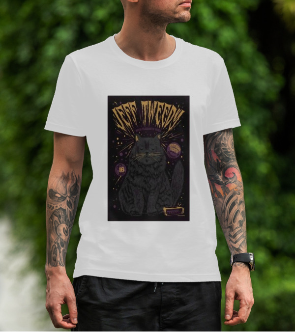 Jeff Tweedy With Elizabeth Moen Cat Listens To Music Southern Theatre Columbus Oh Oct 16 2024 Black Cat T-Shirt