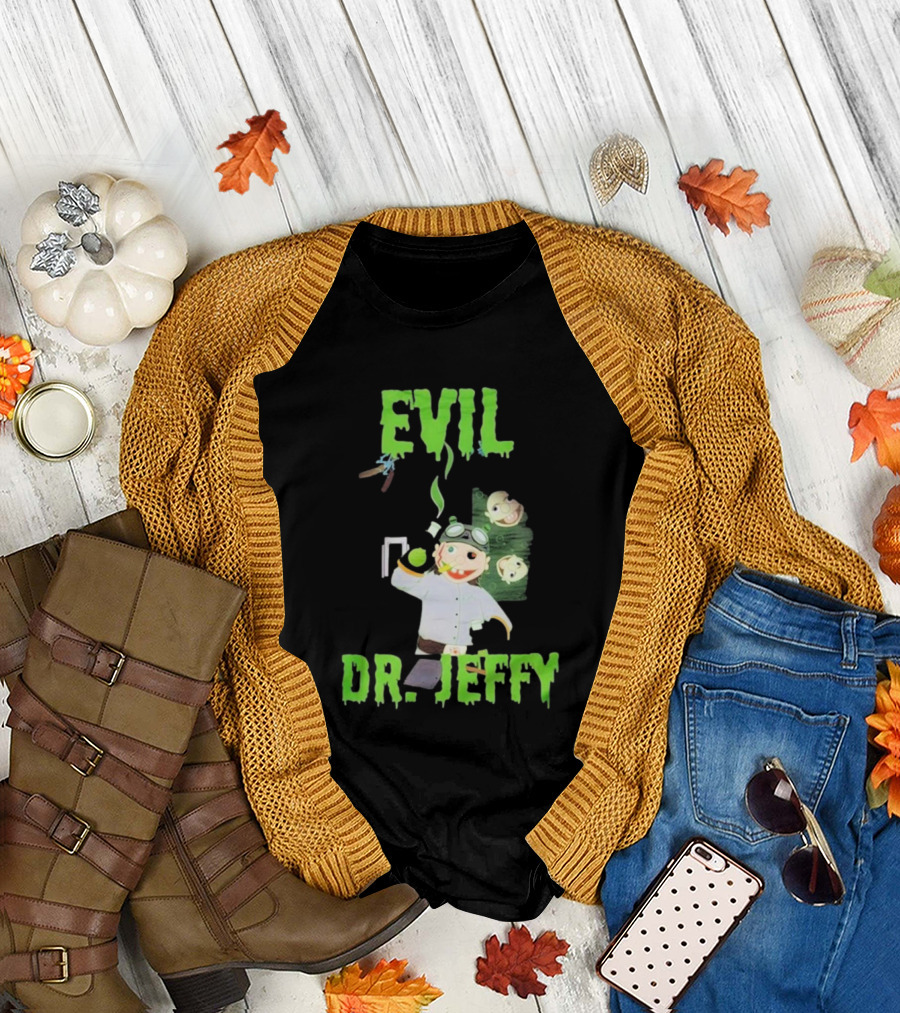Evil Dr. Jeffy SML Mad Scientist Character with Green Smoke and Zombie Heads T-Shirt