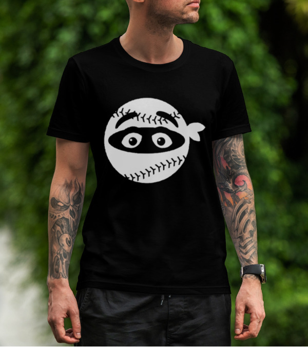New York Mets Pitching Ninja Baseball Face Grimace T-Shirt