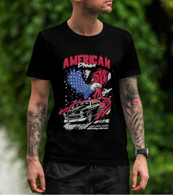 American Dream Eagle With Classic Chevy And Stars T-Shirt