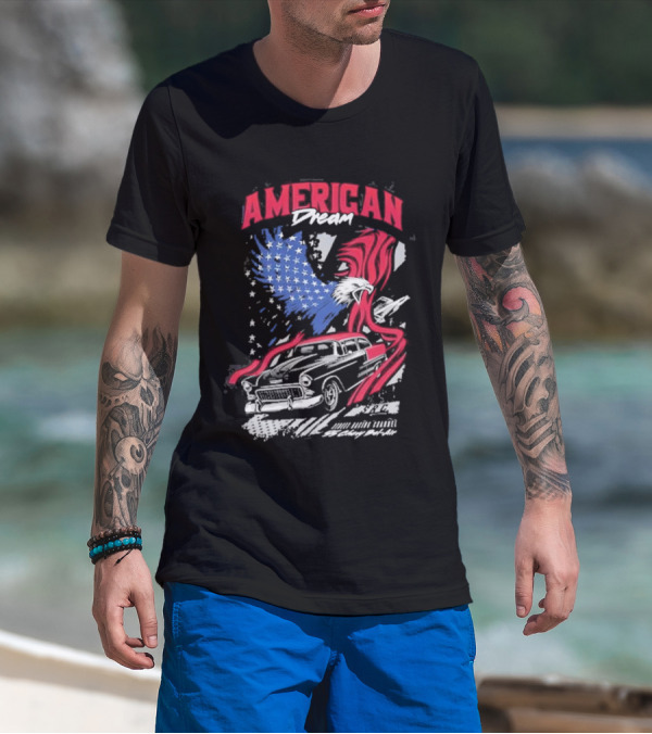 American Dream Eagle With Classic Chevy And Stars T-Shirt
