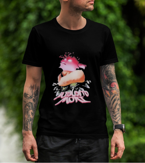 Memento Mori Floral Neon Character With Fur And Glowing Eyes T-Shirt