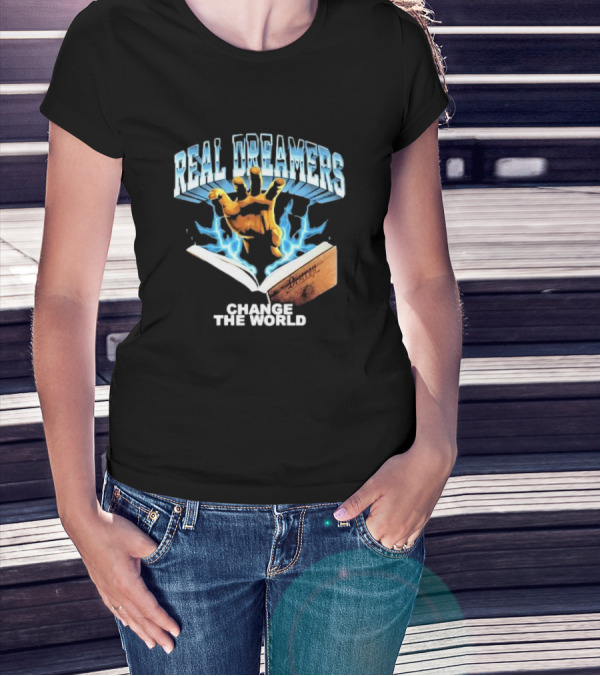 REAL DREAMERS HAND OF CHANGE THE WORLD POETRY BOOK LIGHTNING T-Shirt