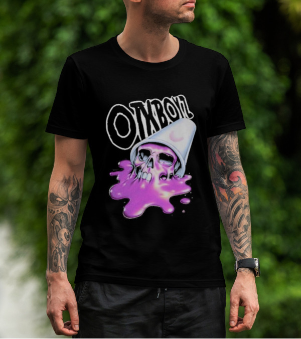 OTXBOYZ Purple Skull Overflowing With Oil Spill Aesthetic T-Shirt