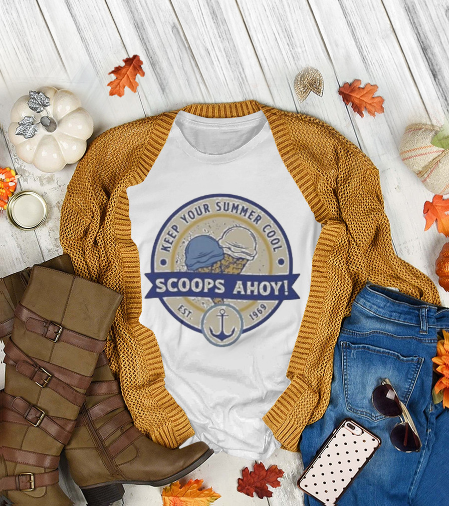 Keep Your Summer Cool Scoops Ahoy Est 1969 Ice Cream Anchor T-Shirt