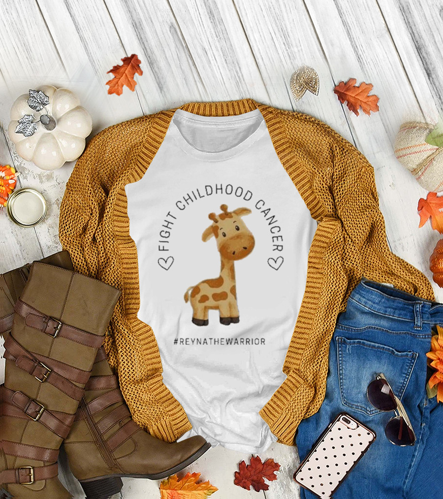 Fight Childhood Cancer Reyna The Warrior Giraffe Hearts T-Shirt