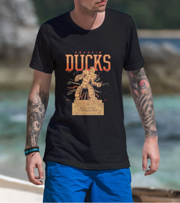 Anaheim Ducks Wild Wing Conquers Statue T-Shirt