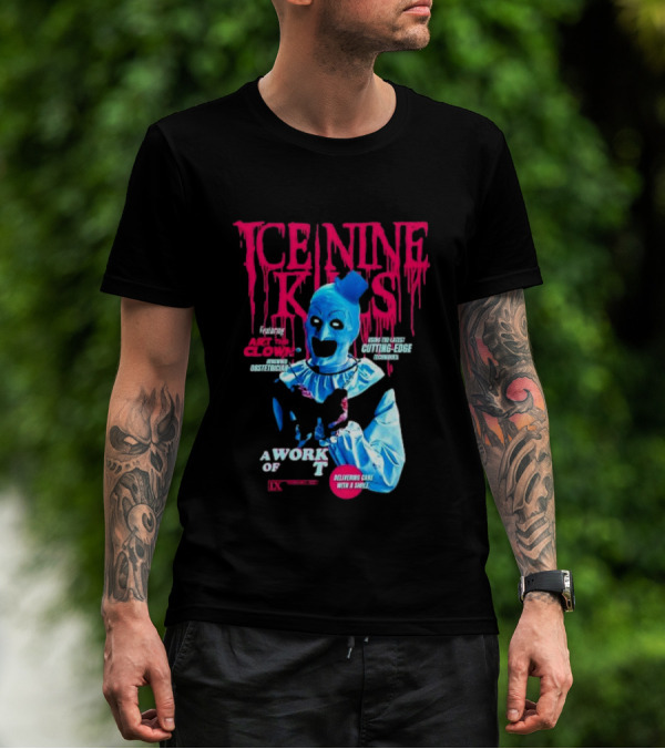 Ice Nine Kills Featuring Art The Clown Cutting Edge A Work Of T IX Delivering Cake With A Smile T-Shirt