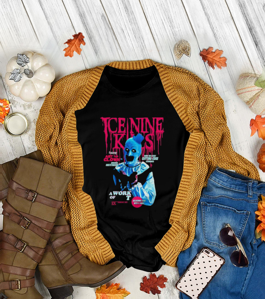 Ice Nine Kills Featuring Art the Clown Cutting Edge a Work of T IX Delivering Cake with a Smile T-Shirt