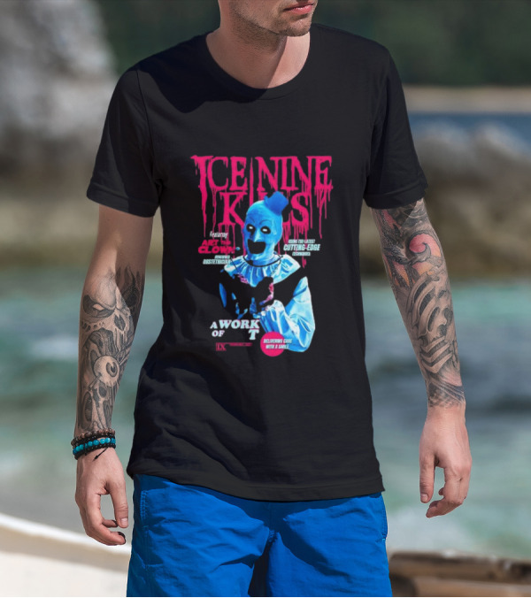 Ice Nine Kills Featuring Art The Clown Cutting Edge A Work Of T IX Delivering Cake With A Smile T-Shirt