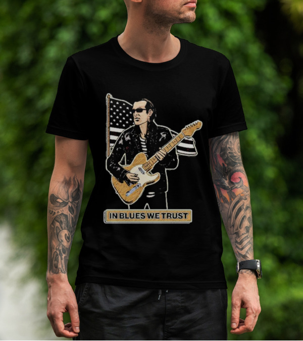 In Blues We Trust Joe Bonamassa Blues Hero American Flag Guitar T-Shirt