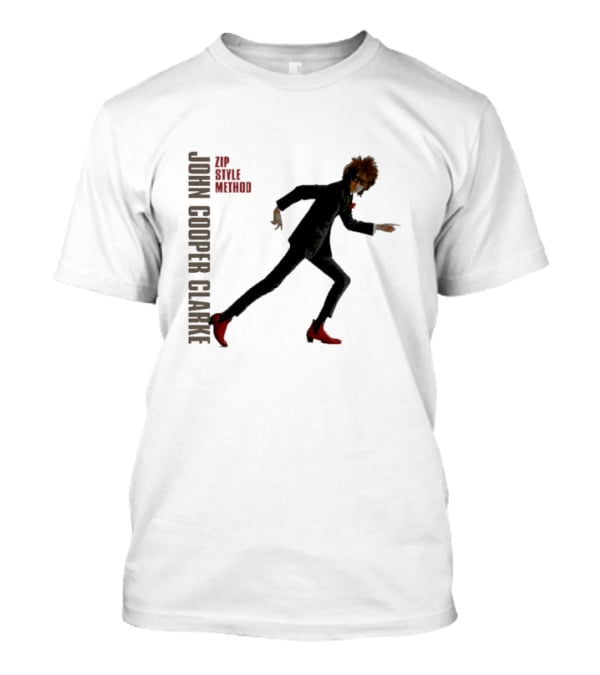 John Cooper Clarke Zip Style Method Dynamic Pose In Red Boots T-Shirt