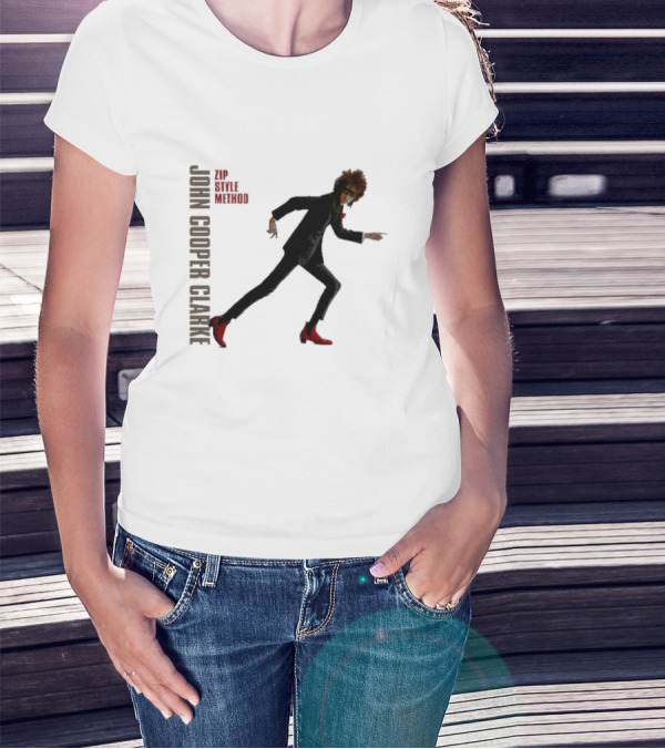 John Cooper Clarke Zip Style Method Dynamic Pose In Red Boots T-Shirt