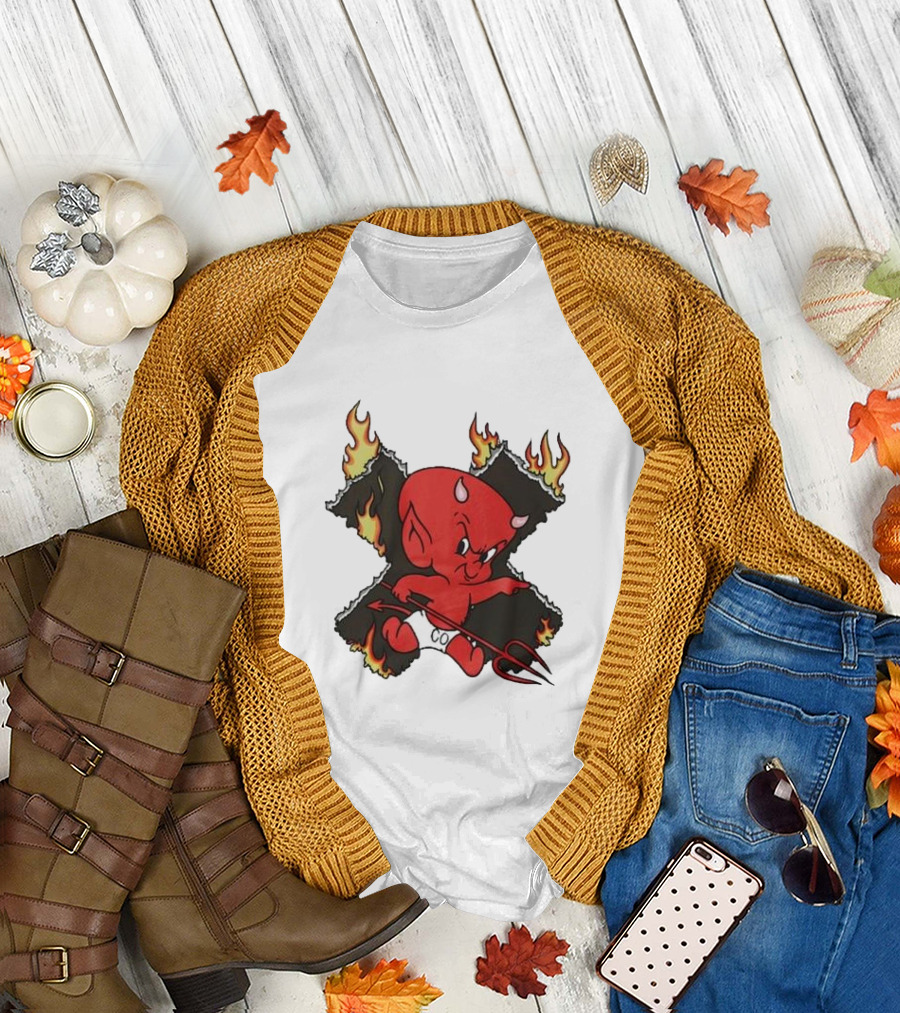 Xplr Baby Devil 2024 Flaming Red Imp with Pitchfork T-Shirt