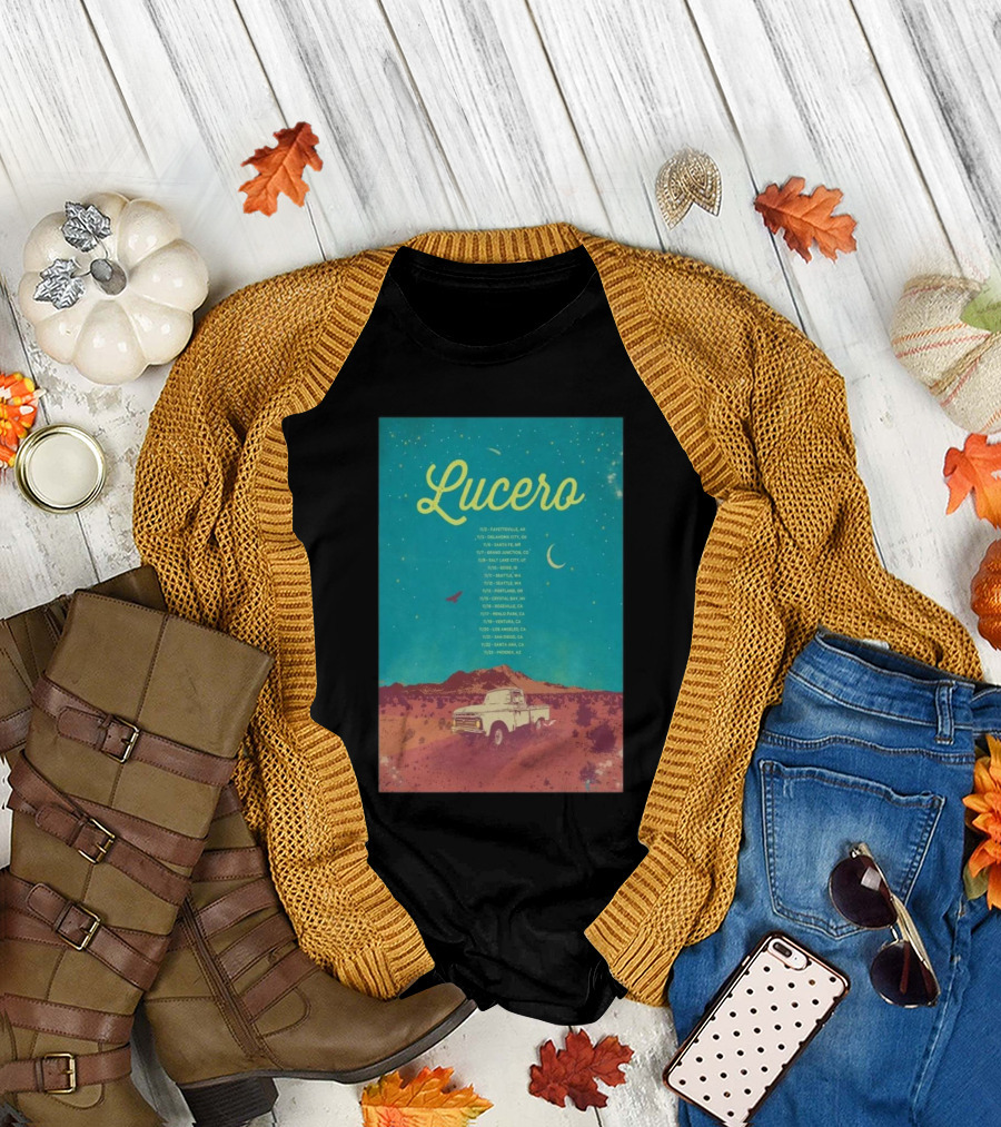 Lucero 2024 November Tour Schedule with Vintage Truck and Starry Desert Sky T-Shirt