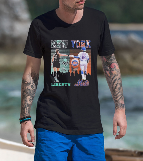 New York Liberty Sabrina Ionescu Francisco Lindor Mets T-Shirt