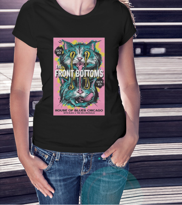 The Front Bottoms House Of Blues Chicago Oct 22-23 2024 With Eliza And The Delusionals Cat T-Shirt