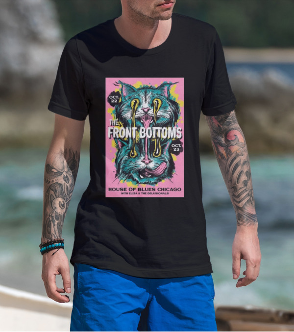 The Front Bottoms House Of Blues Chicago Oct 22-23 2024 With Eliza And The Delusionals Cat T-Shirt