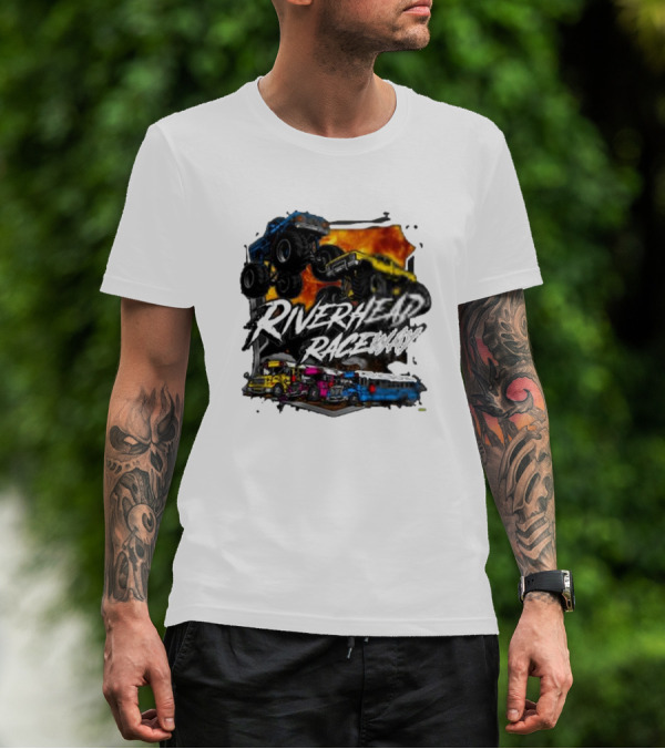Monster Trucks And Busses At Riverhead Raceway Explosive Action T-Shirt