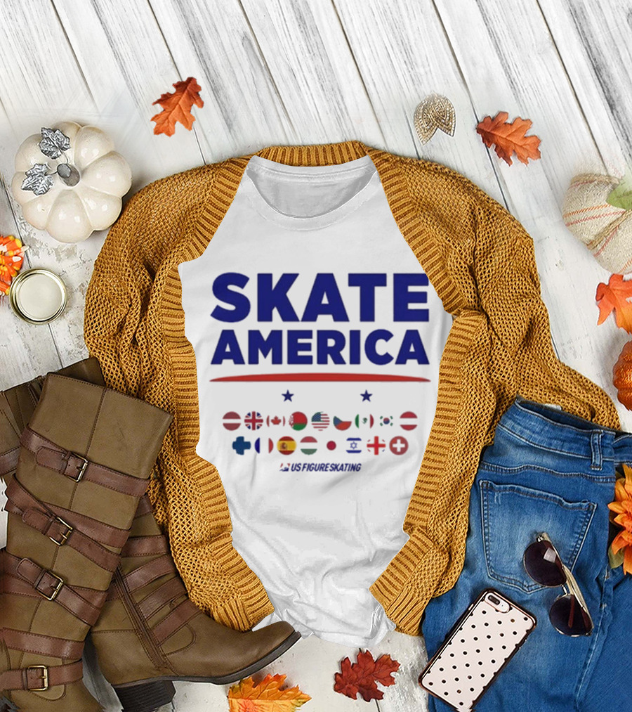 Skate America 2024 Allen Texas Featuring International Flags US Figure Skating T-Shirt