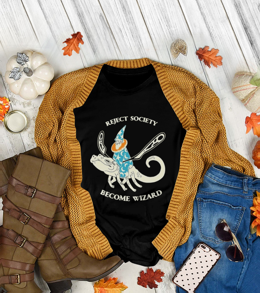 Reject Society Become Wizard Riding Mystical Creature T-Shirt