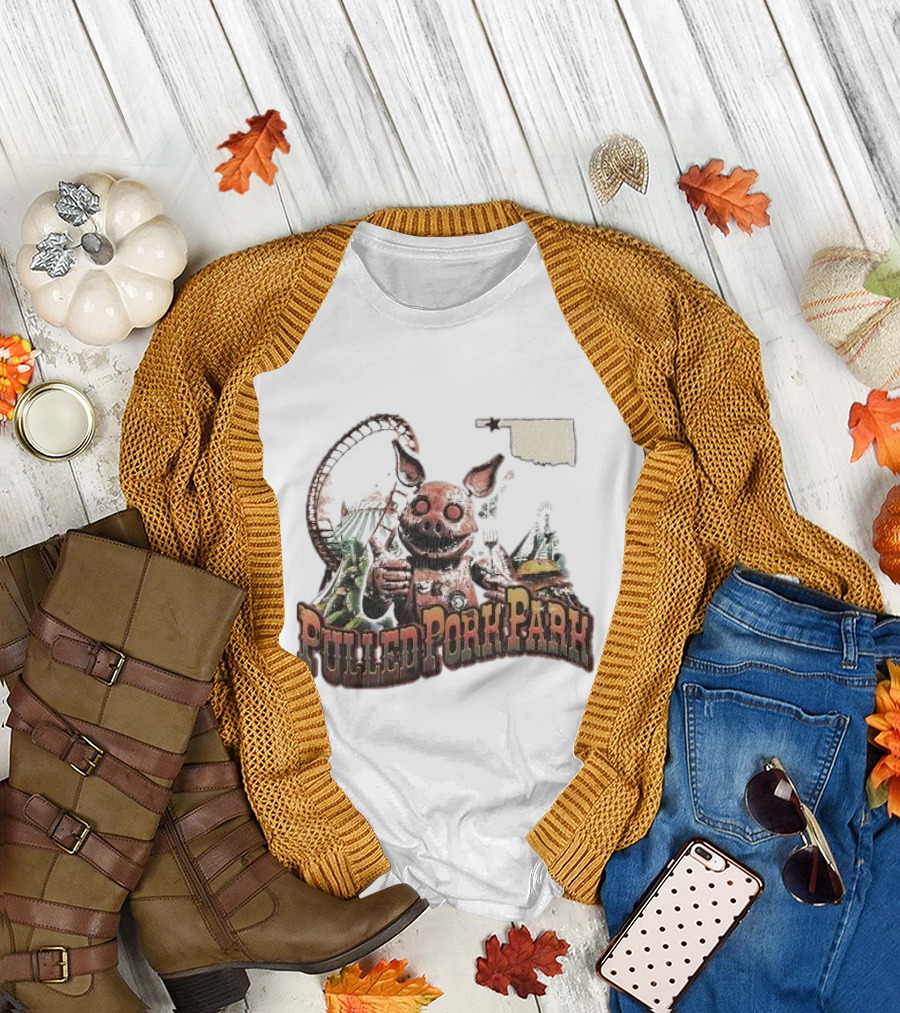 Pulled Pork Park Hivemind Roller Coaster Oklahoma Pig Carnival T-Shirt