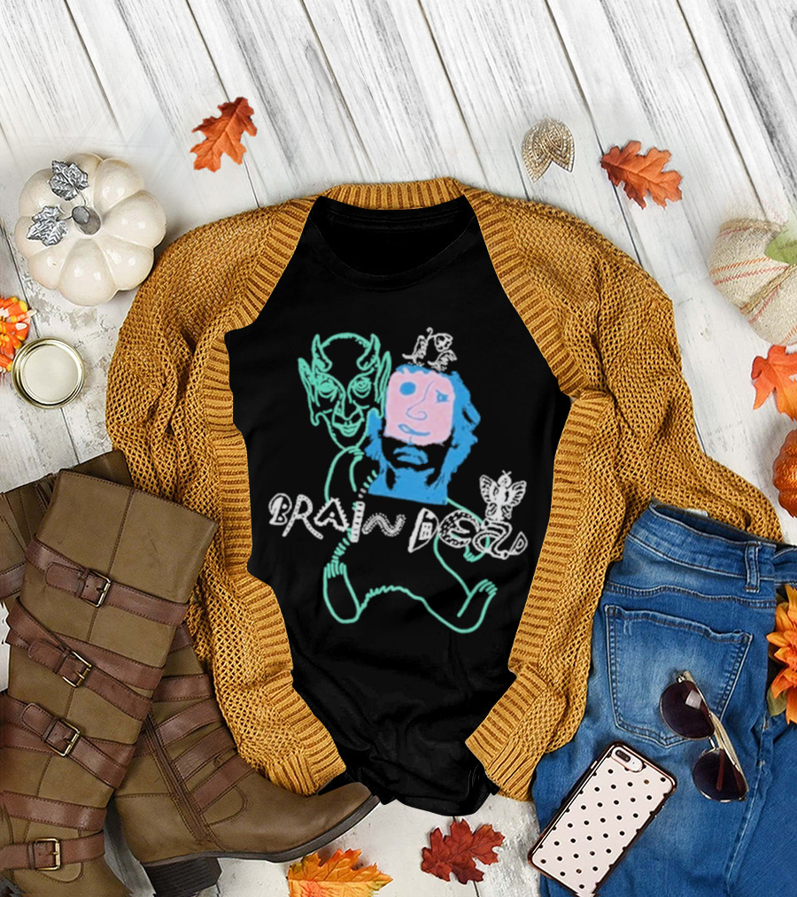 Brain Dead Masks 2024 Neon Character Art with Devil and Owl T-Shirt