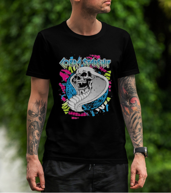 Cobra Starship Skull Snake Retro Neon T-Shirt