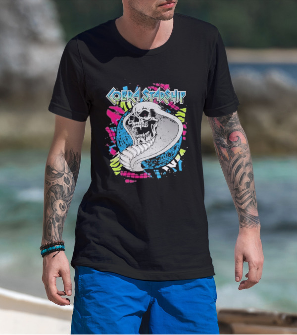 Cobra Starship Skull Snake Retro Neon T-Shirt