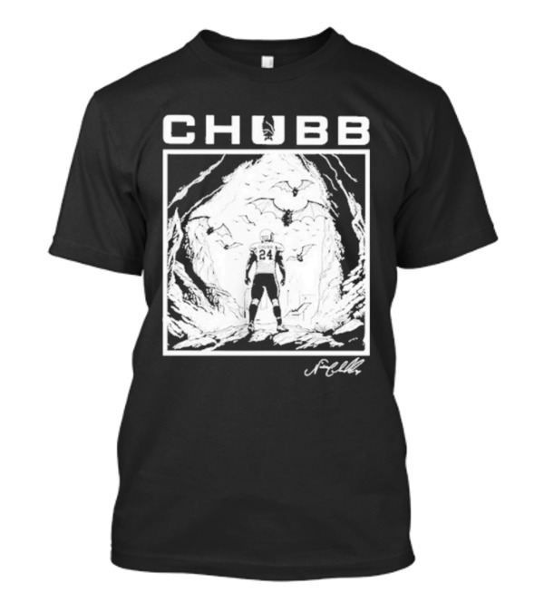 Chubb 24 Cleveland Football Bat Cave Fantasy Scene T-Shirt
