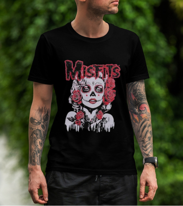 Misfits Dia De Los Muertos Iconic Star With Roses T-Shirt